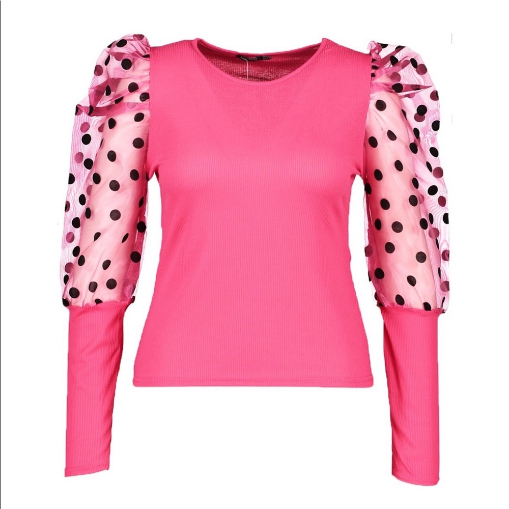 Mesh Ribbed plus sleeve top